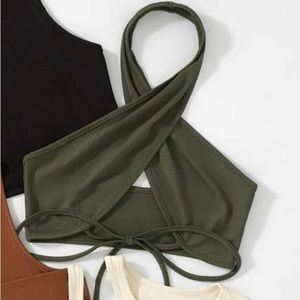 Women’s Green Halter Crop Top. Size S.